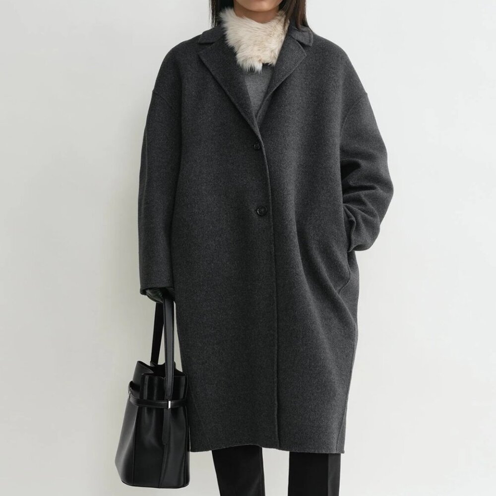 TOTEME Doublé cocoon coat charcoal melange